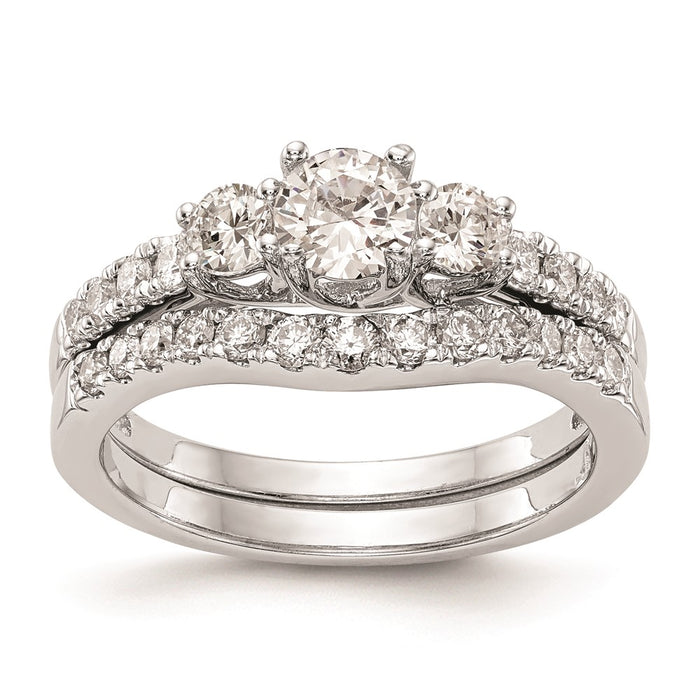 Buy Exclusive 14K White Gold 3-Stone Engagement Ring Setting - Stylish Design for 1/3 Carat Center-7