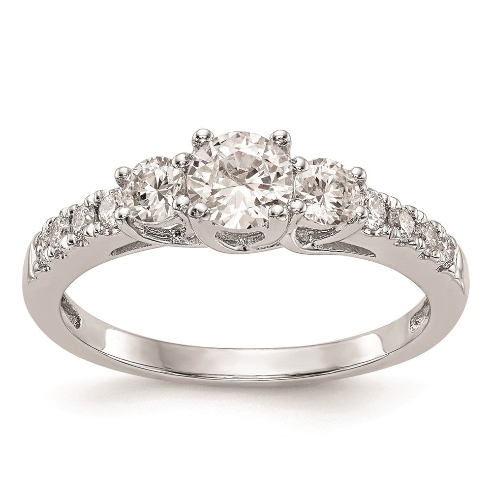 Buy Exclusive 14K White Gold 3-Stone Engagement Ring Setting - Stylish Design for 1/3 Carat Center