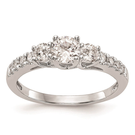Buy Exclusive 14K White Gold 3-Stone Engagement Ring Setting - Stylish Design for 1/3 Carat Center