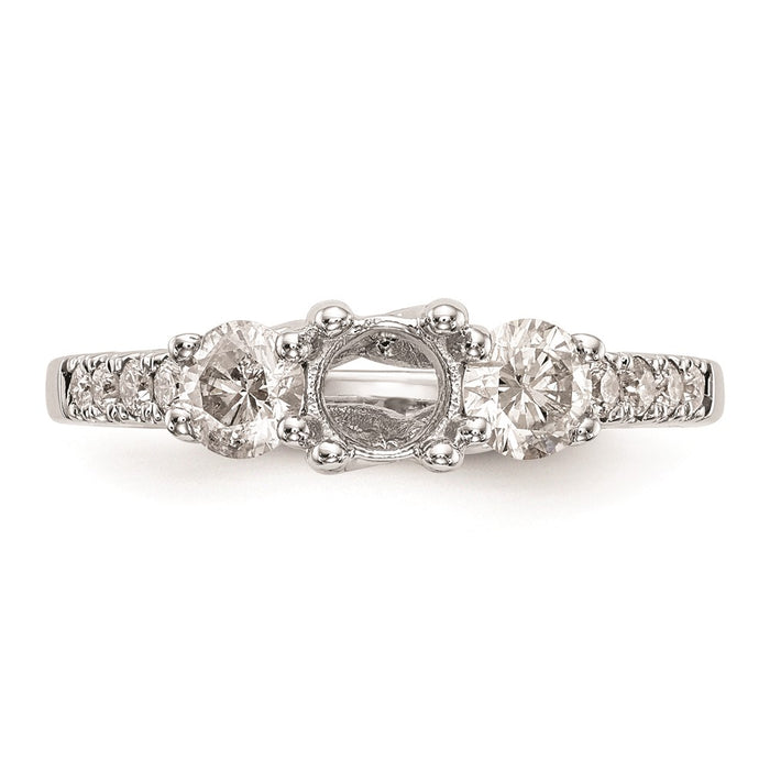 High-Quality 14K White Gold 3-Stone Engagement Ring Setting - Affordable Luxury-4