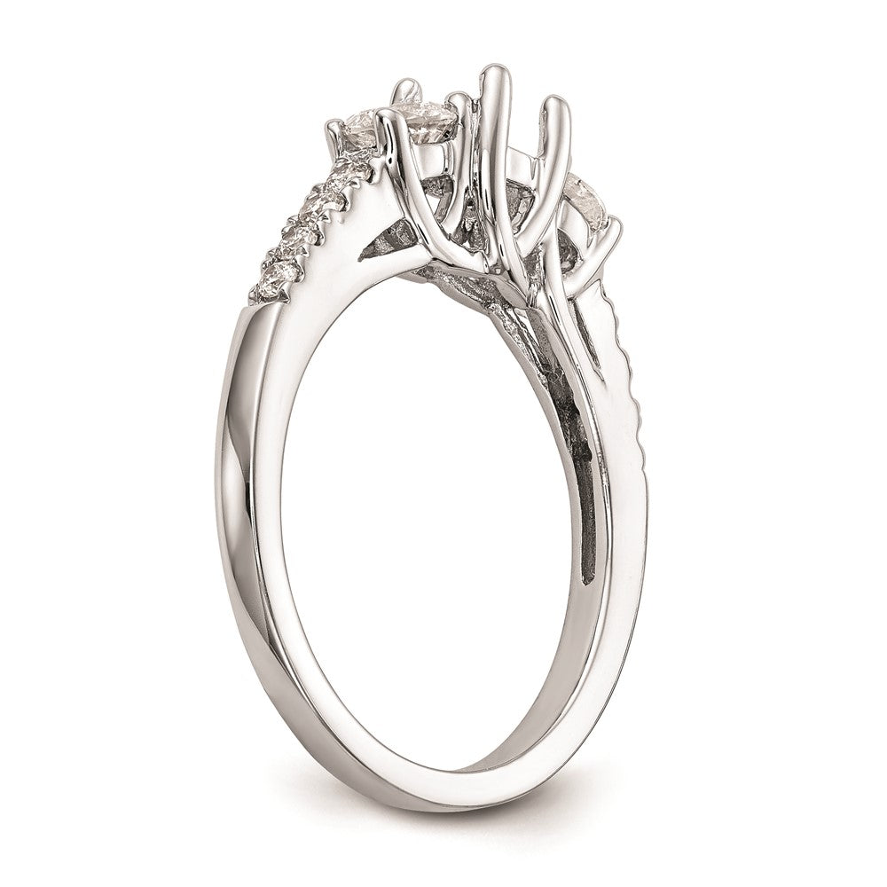 High-Quality 14K White Gold 3-Stone Engagement Ring Setting - Affordable Luxury