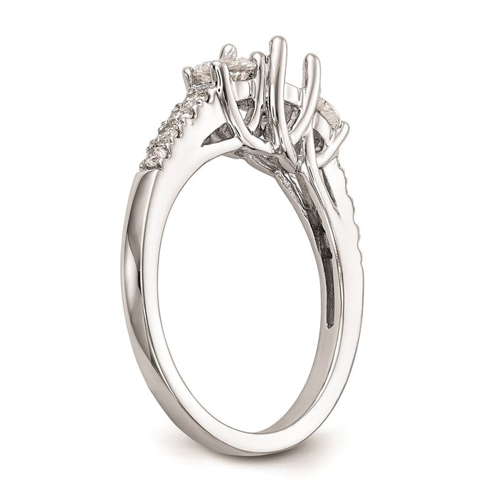 High-Quality 14K White Gold 3-Stone Engagement Ring Setting - Affordable Luxury-6