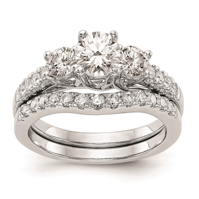 High-Quality 14K White Gold 3-Stone Engagement Ring Setting - Affordable Luxury-7