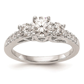 High-Quality 14K White Gold 3-Stone Engagement Ring Setting - Affordable Luxury