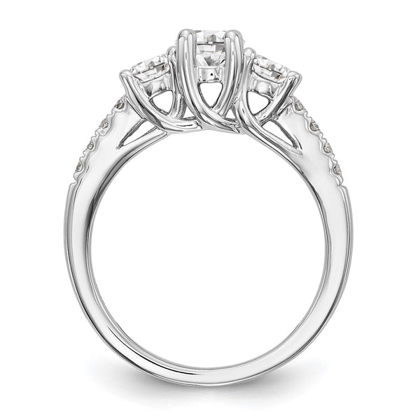 14K White Gold 3-Stone Engagement Ring for 1/3 Carat Diamond