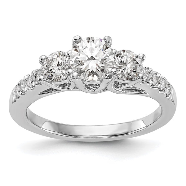 14K White Gold 3-Stone Engagement Ring for 1/3 Carat Diamond