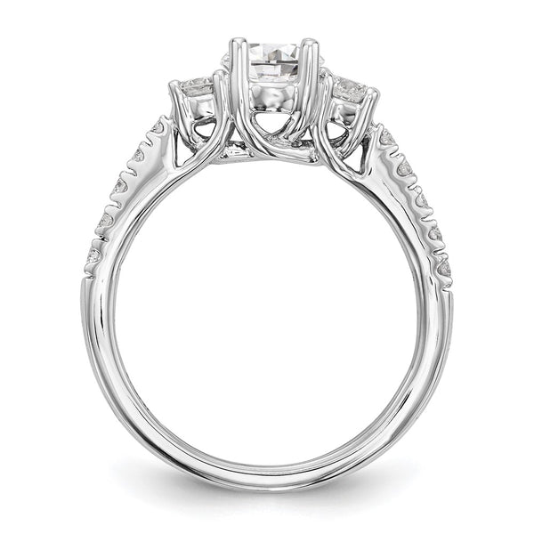 14K White Gold 3-Stone Engagement Ring for 1/2 Carat Diamond