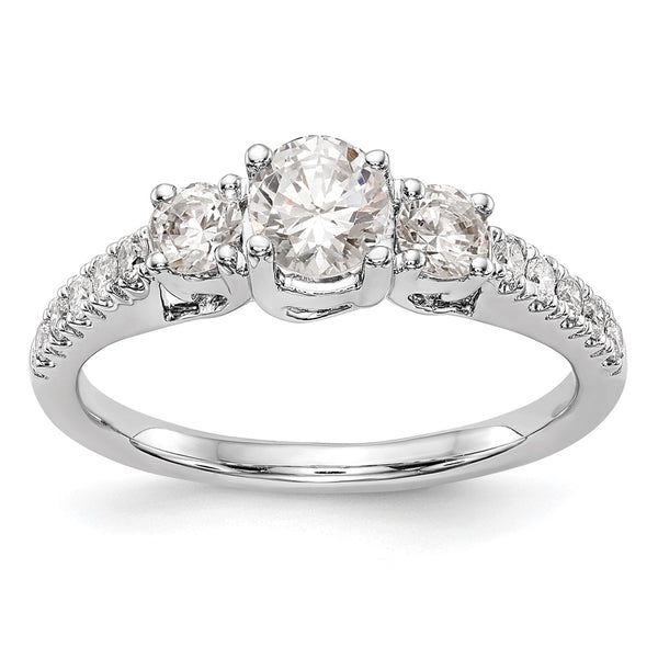 14K White Gold 3-Stone Engagement Ring for 1/2 Carat Diamond