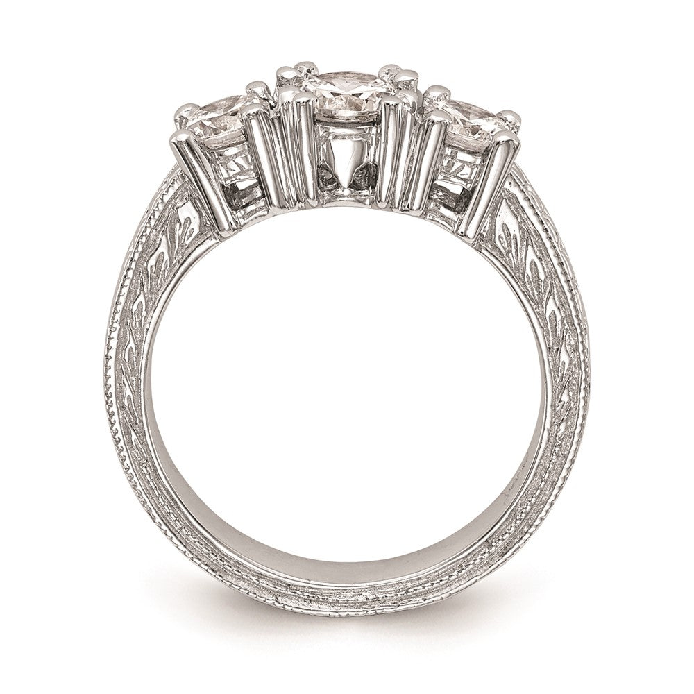 Buy 14K White Gold 3-Stone Engagement Ring Setting - Stylish 5.2mm Center!