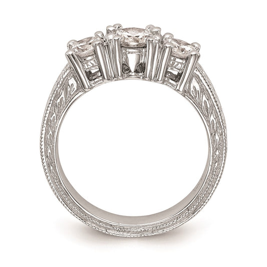 Buy 14K White Gold 3-Stone Engagement Ring Setting - Stylish 5.2mm Center!