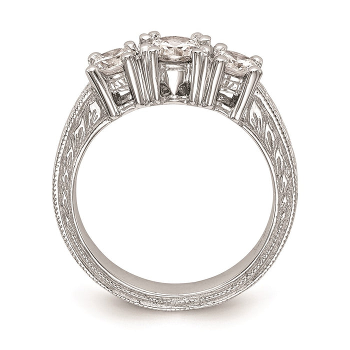 Buy 14K White Gold 3-Stone Engagement Ring Setting - Stylish 5.2mm Center!-2