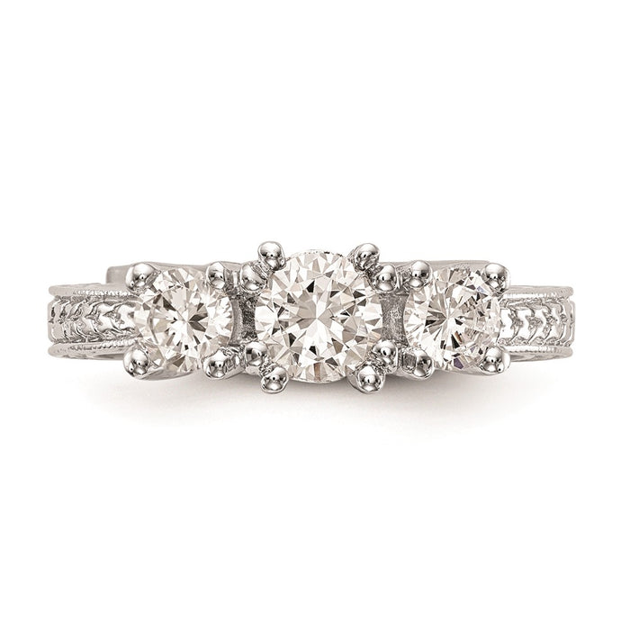 Buy 14K White Gold 3-Stone Engagement Ring Setting - Stylish 5.2mm Center!-4