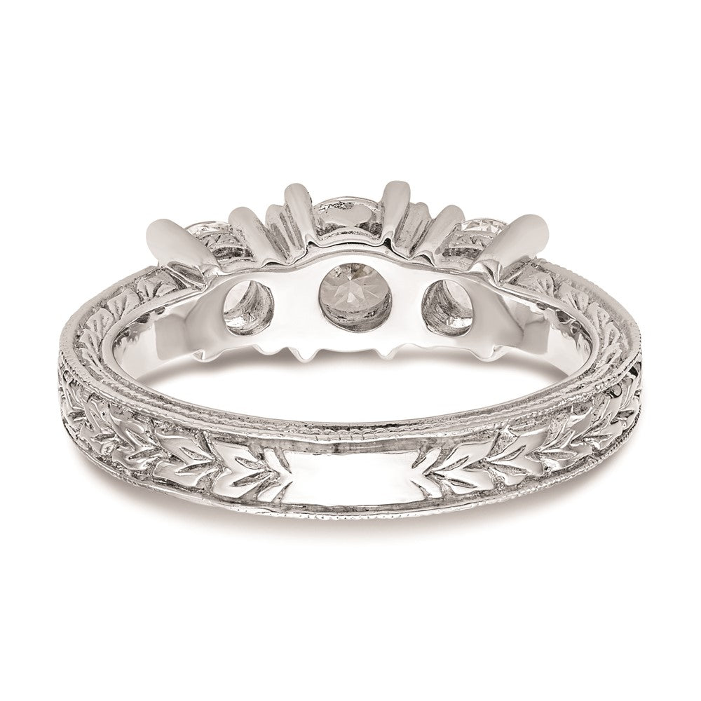Buy 14K White Gold 3-Stone Engagement Ring Setting - Stylish 5.2mm Center!