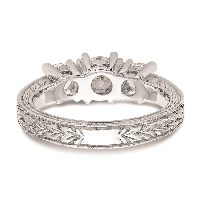 Buy 14K White Gold 3-Stone Engagement Ring Setting - Stylish 5.2mm Center!-5