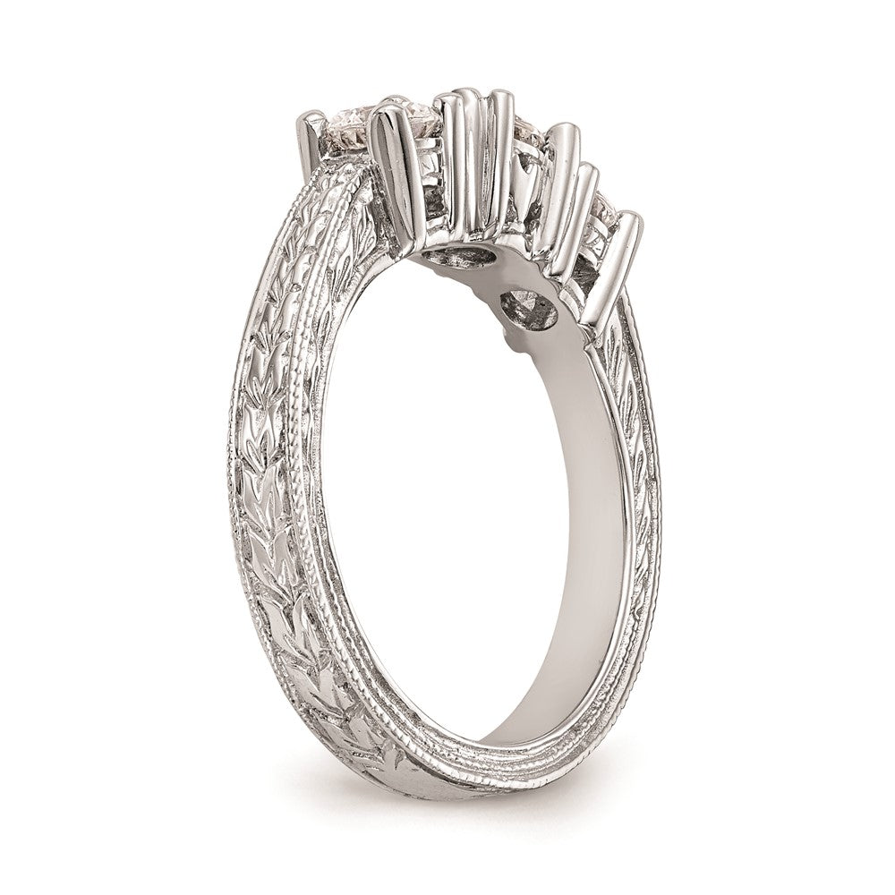 Buy 14K White Gold 3-Stone Engagement Ring Setting - Stylish 5.2mm Center!