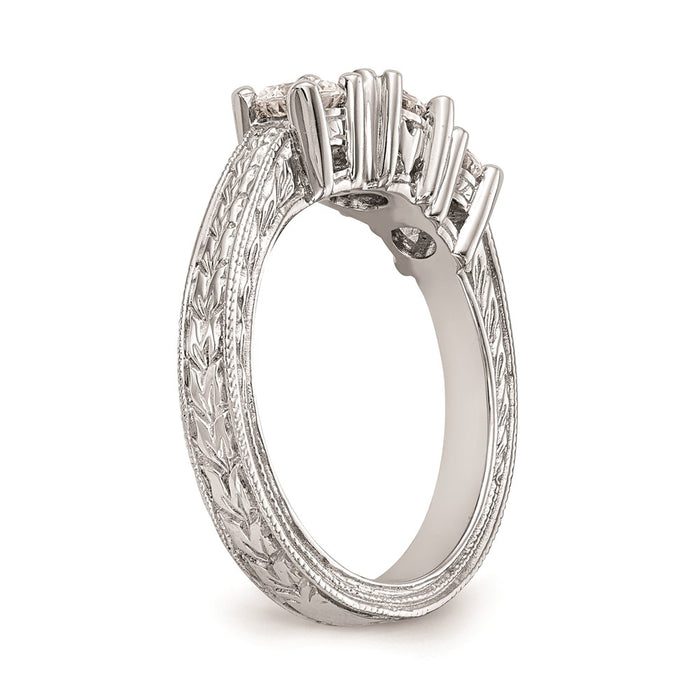 Buy 14K White Gold 3-Stone Engagement Ring Setting - Stylish 5.2mm Center!-6