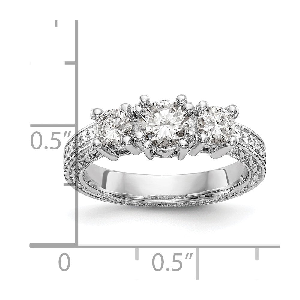 Buy 14K White Gold 3-Stone Engagement Ring Setting - Stylish 5.2mm Center!