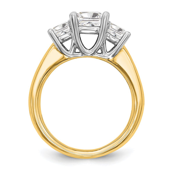14K Two-Tone 3-Stone Engagement Ring, 1 Carat