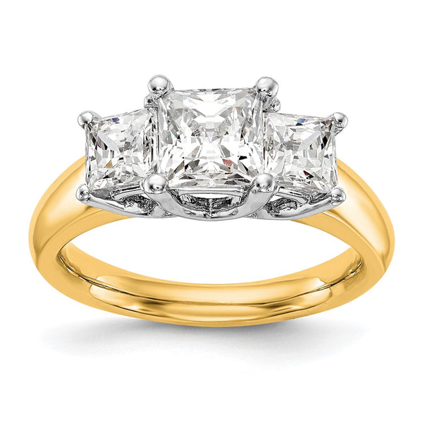 14K Two-Tone 3-Stone Engagement Ring, 1 Carat