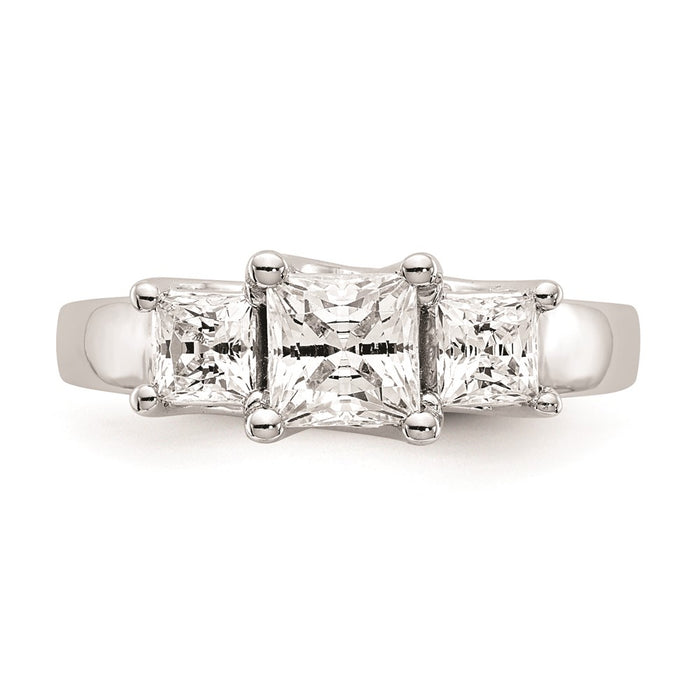 Buy 14K White Gold 3-Stone Engagement Ring Setting for 3/4 Carat Princess-4