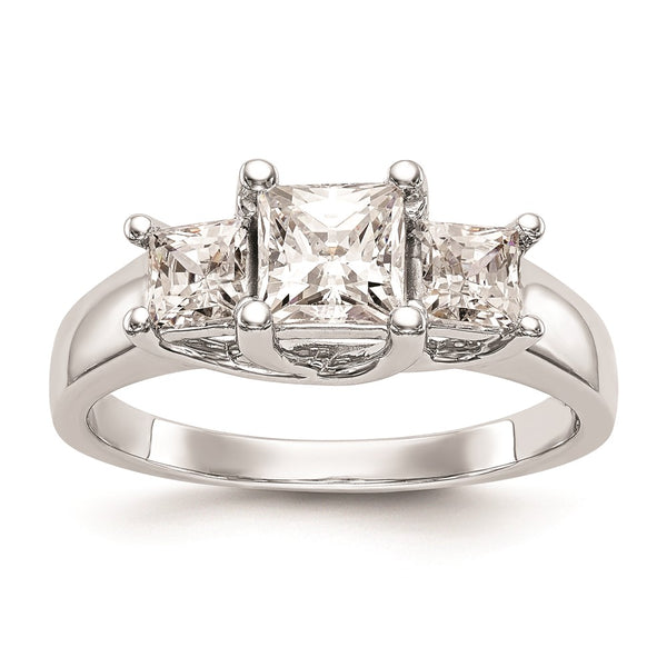 Buy 14K White Gold 3-Stone Engagement Ring Setting for 3/4 Carat Princess