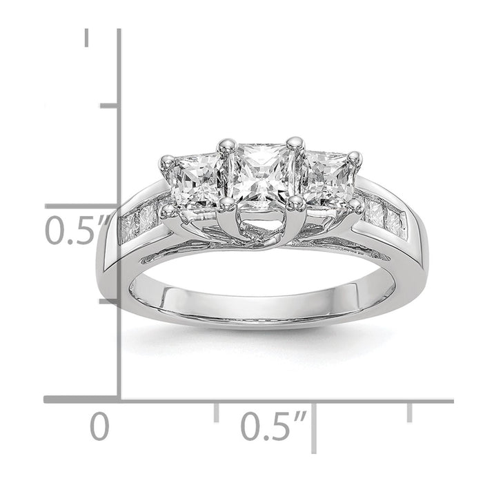 Buy Exclusive 14K White Gold 3-Stone Diamond Engagement Ring - Stylish Semi-Mount for 1/3 Carat-7
