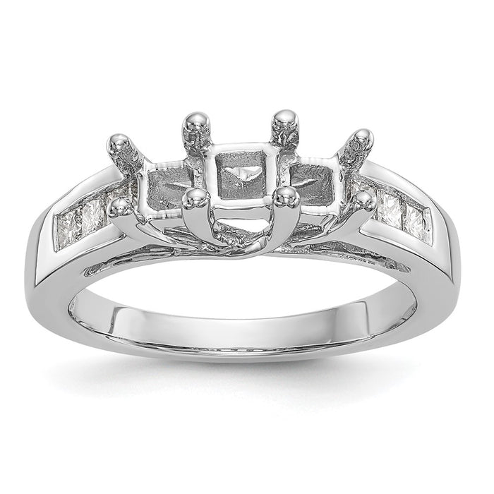 Buy Exclusive 14K White Gold 3-Stone Diamond Engagement Ring - Stylish Semi-Mount for 1/3 Carat-8