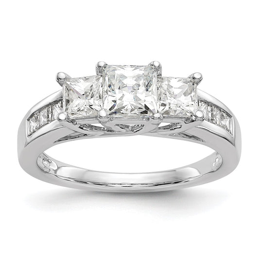 Order Stylish 14K White Gold 3-Stone Diamond Semi-Mount Engagement Ring