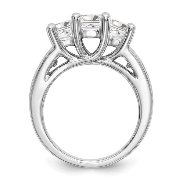 14K White Gold 3-Stone Engagement Ring for 1 Carat Princess