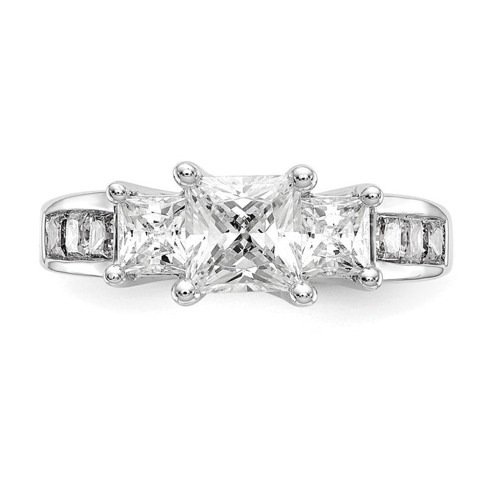 Buy Designer 14K White Gold 3-Stone Engagement Ring for 1 Carat Princess - Stylish Value!-4