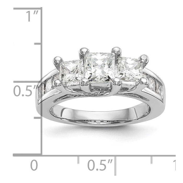Buy Designer 14K White Gold 3-Stone Engagement Ring for 1 Carat Princess - Stylish Value!-7