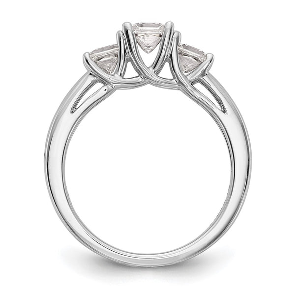 14K White Gold 3-Stone Engagement Ring Setting, 3/8 Carat