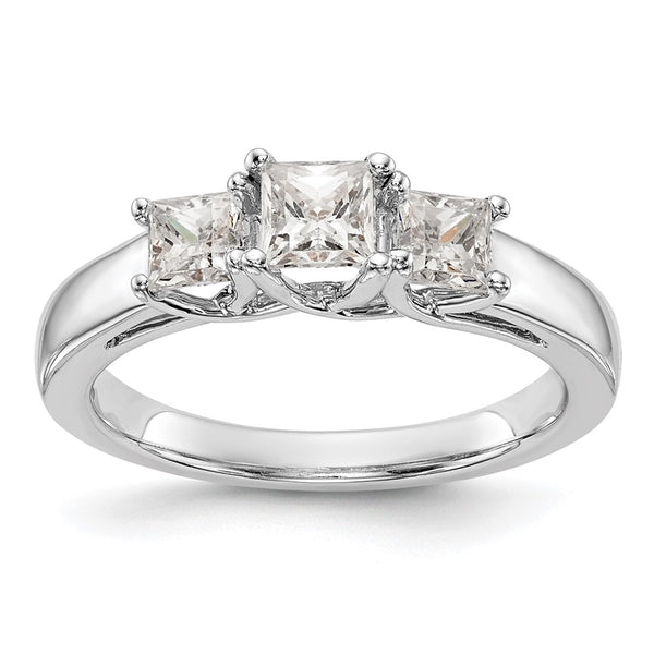14K White Gold 3-Stone Engagement Ring Setting, 3/8 Carat