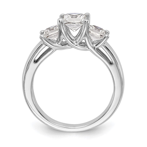 14K White Gold 3-Stone Engagement Ring Setting, 3.4 Carats