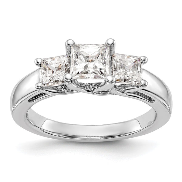 14K White Gold 3-Stone Engagement Ring Setting, 3.4 Carats