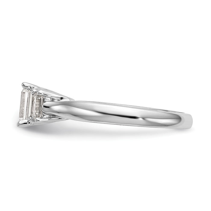 Exclusive 14K White Gold 3-Stone Engagement Ring, Emerald-Cut Center, Stylish Design-3