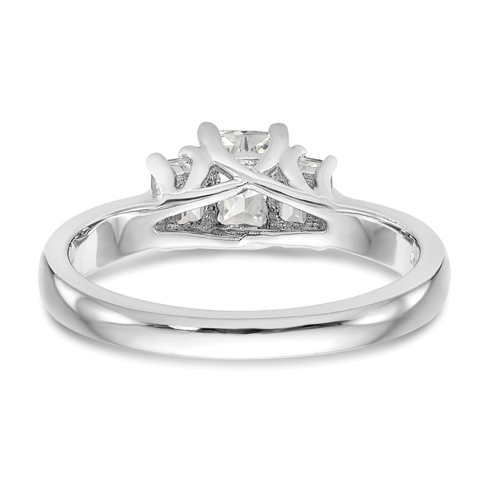 Exclusive 14K White Gold 3-Stone Engagement Ring, Emerald-Cut Center, Stylish Design-5