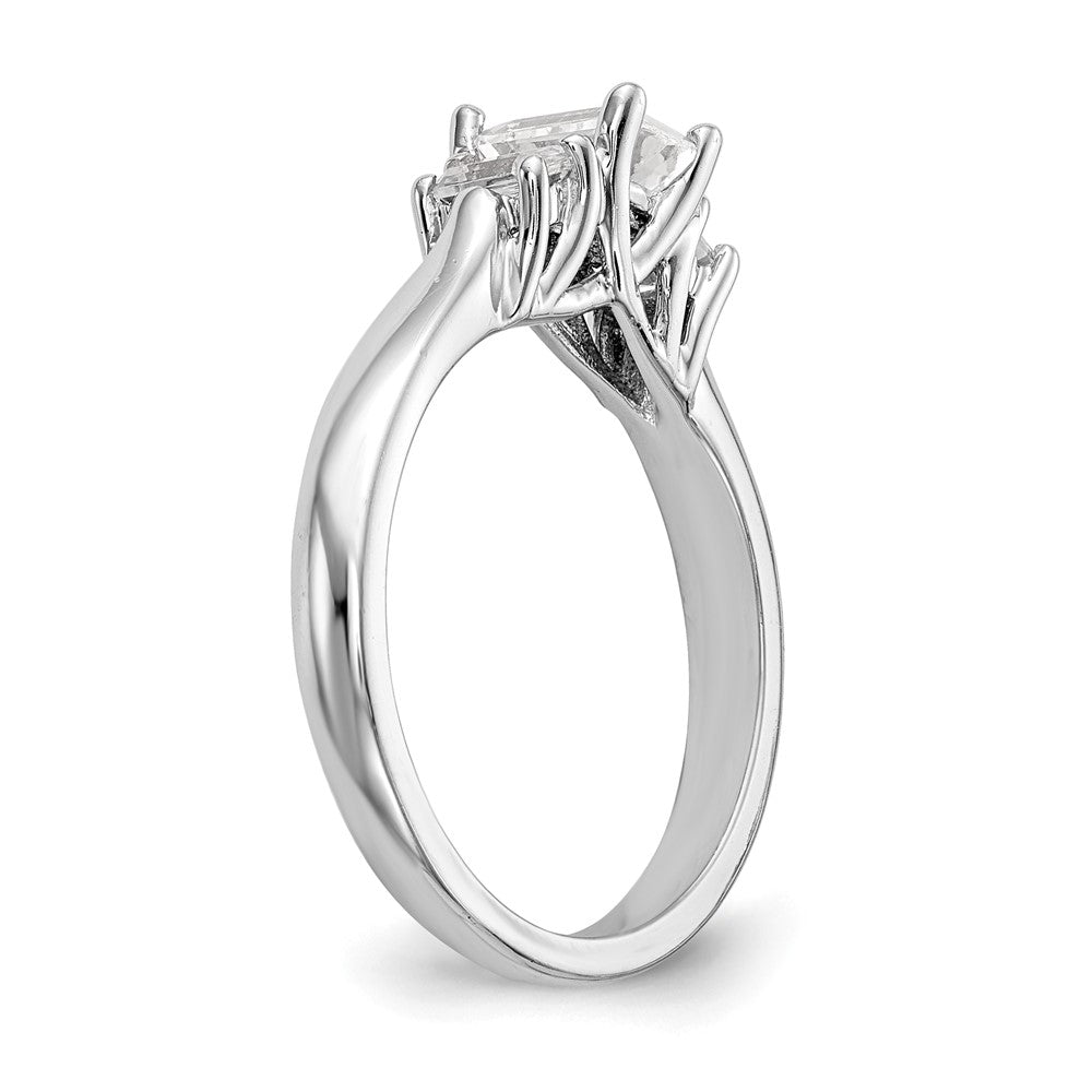 Exclusive 14K White Gold 3-Stone Engagement Ring, Emerald-Cut Center, Stylish Design