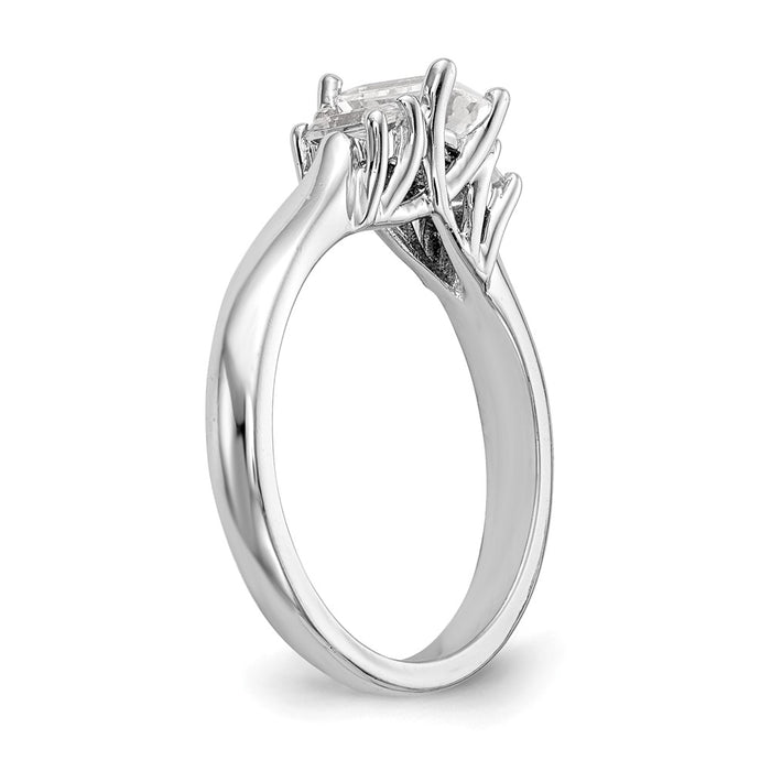 Exclusive 14K White Gold 3-Stone Engagement Ring, Emerald-Cut Center, Stylish Design-6