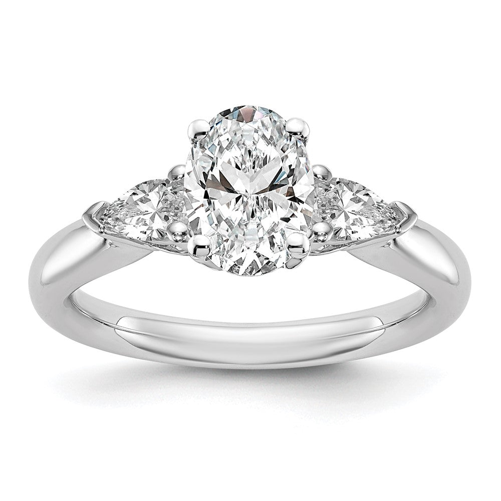 Buy Exclusive 14K White Gold 3-Stone Engagement Ring Mounting - Stylish Design for Pear-Shaped Stones