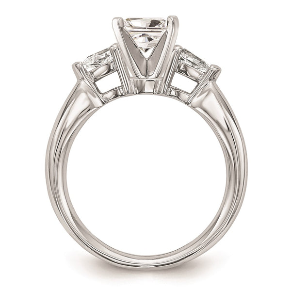 14K White Gold 3-Stone Engagement Ring Mounting for Pear Stones
