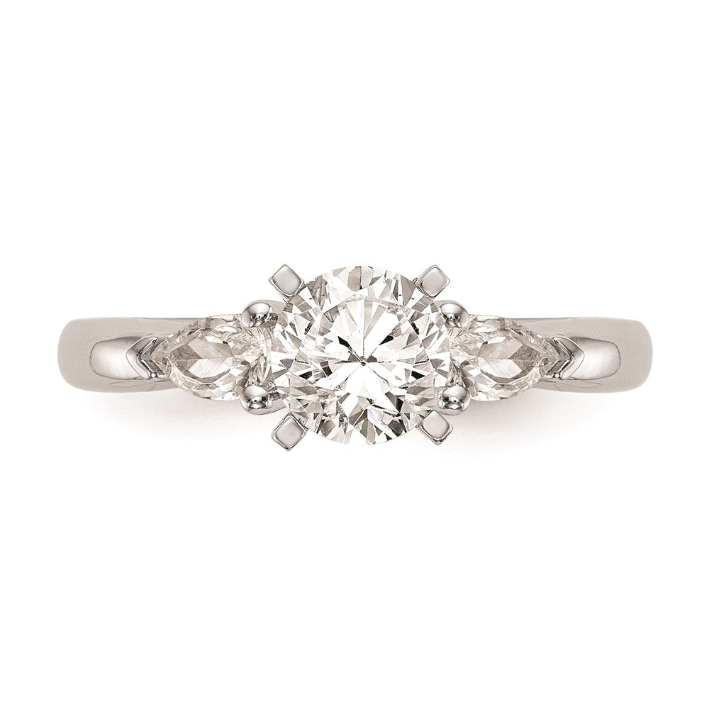 Buy Exclusive 14K White Gold 3-Stone Engagement Ring Mounting - Stylish Design for Pear-Shaped Stones