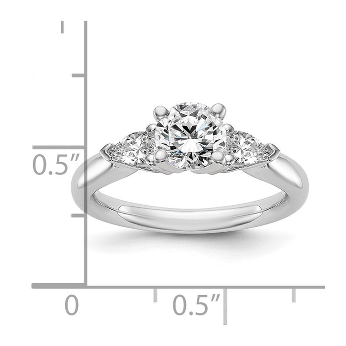 Buy Exclusive 14K White Gold 3-Stone Engagement Ring Mounting - Stylish Design for Pear-Shaped Stones-8