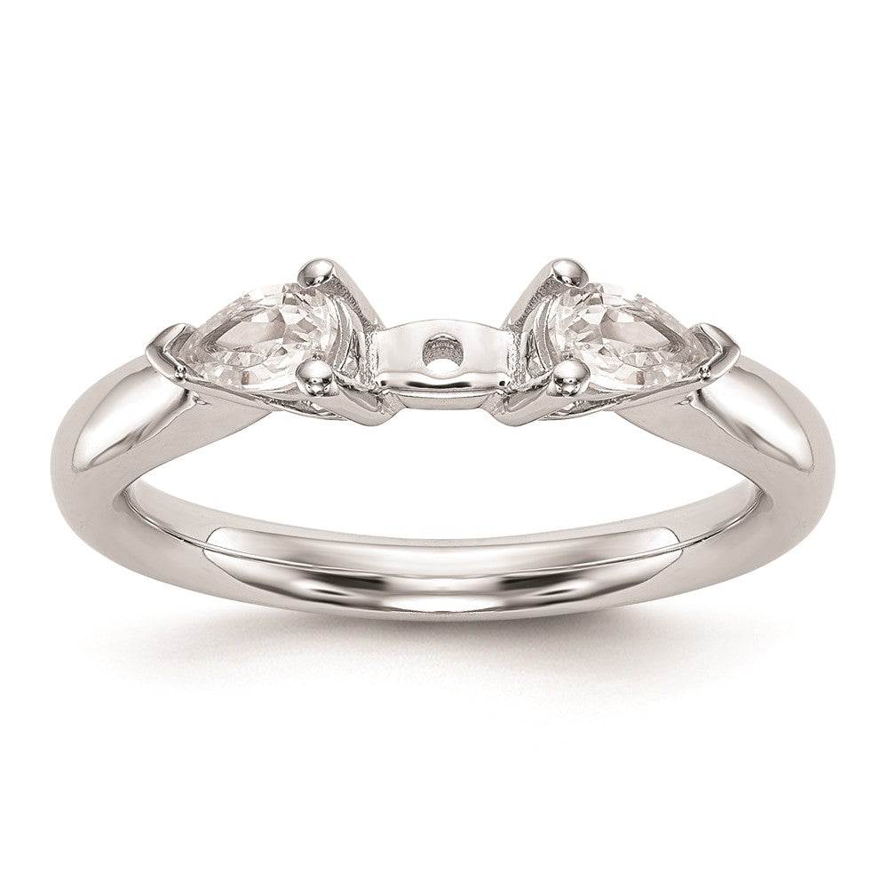 Buy Exclusive 14K White Gold 3-Stone Engagement Ring Mounting - Stylish Design for Pear-Shaped Stones