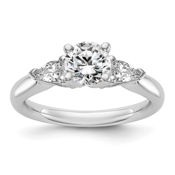 14K White Gold 3-Stone Engagement Ring Mounting for Pear Stones