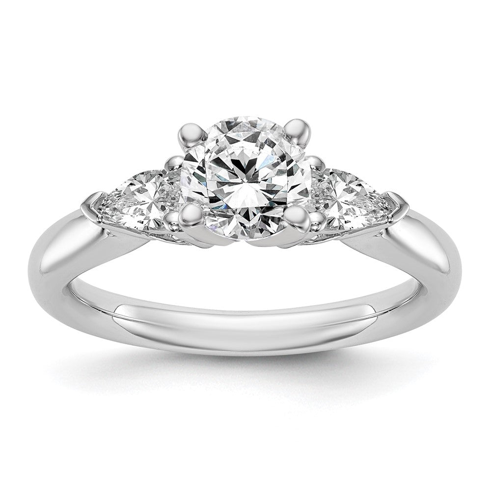 Buy Exclusive 14K White Gold 3-Stone Engagement Ring Mounting - Stylish Design for Pear-Shaped Stones