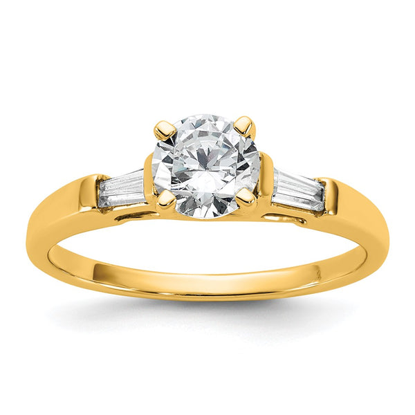 14K Yellow Gold 3-Stone Engagement Ring, Baguette Diamonds