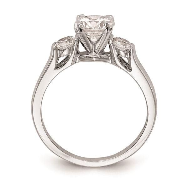14K White Gold 3-Stone Engagement Ring, 2-3.7mm