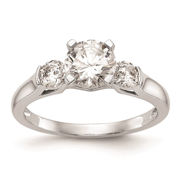 14K White Gold 3-Stone Engagement Ring, 2-3.7mm