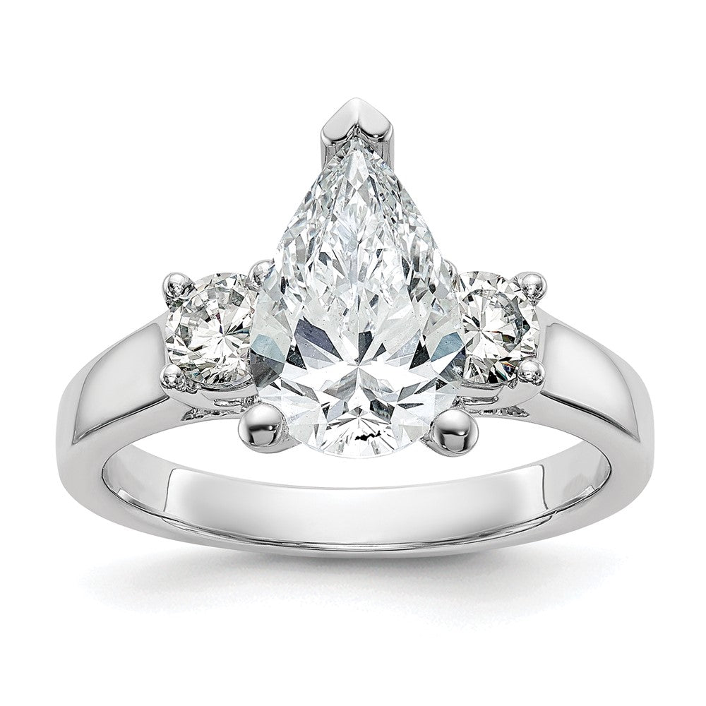 Exclusive 14K White Gold 3-Stone Engagement Ring Mounting for 2-4mm Stones